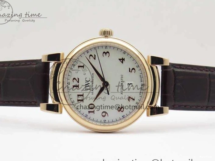 MIROTIME 1221 Neat Da Vinci IW356601 RG MKF 1:1 Best Edition White Dial On Brown Leather Strap A 7230
